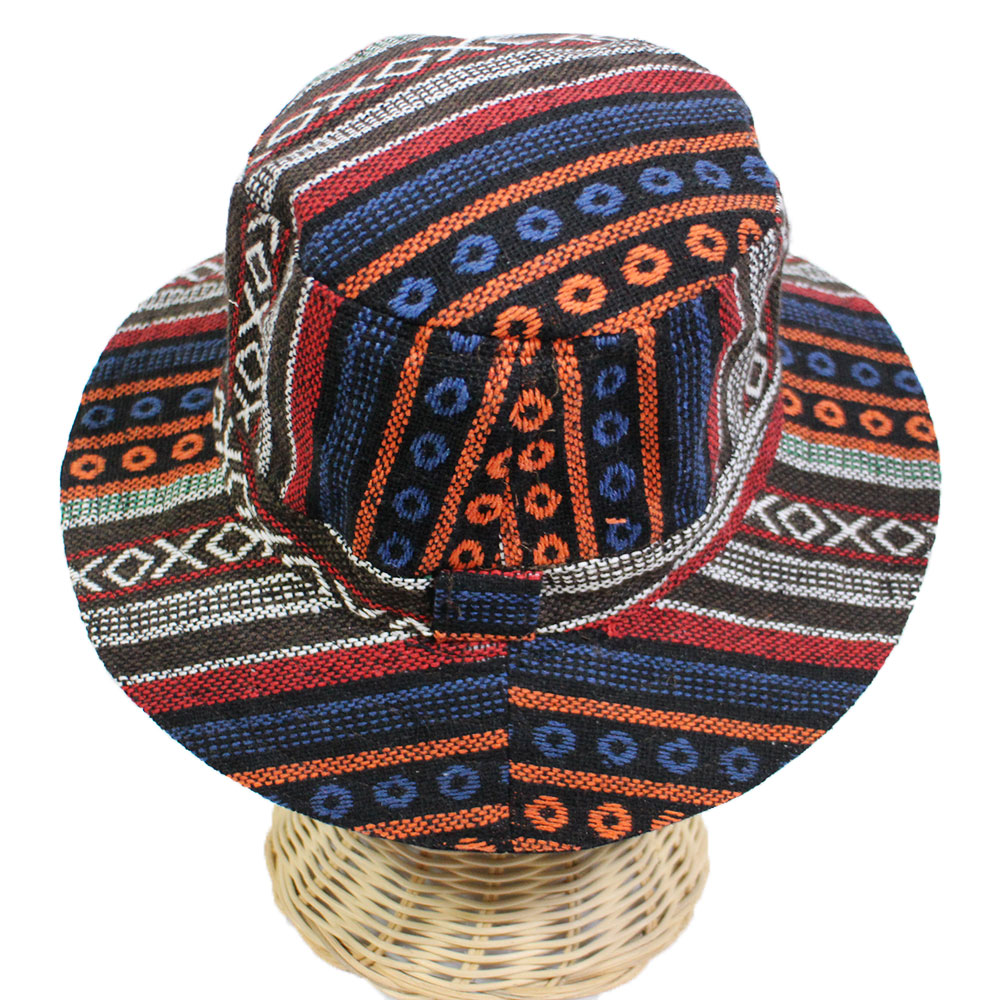 หมวกผ้านากา สลับลาย หมวกทรงปานามา