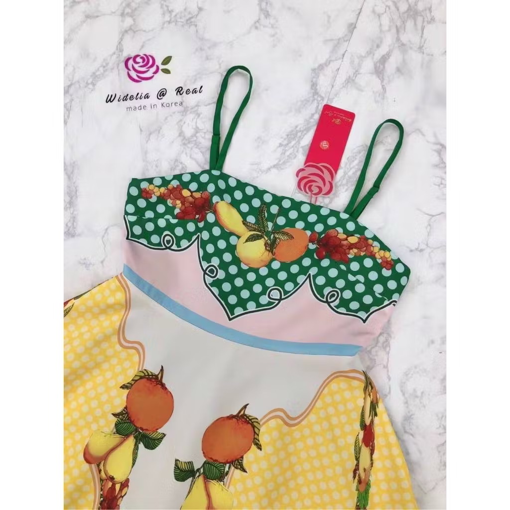 เดรสสายเดี่ยวตัวสวยทรงดี ตัวเดรสเลือกใช้ผ้าเนื้อสวยลายเลม่อน(มะนาว) สีสันสวยสดใน ท่อนล่างเดรสทรงเอพองบานสวย ใส่สบาย : สินค้าคุณภาพ (พร้อมส่ง)