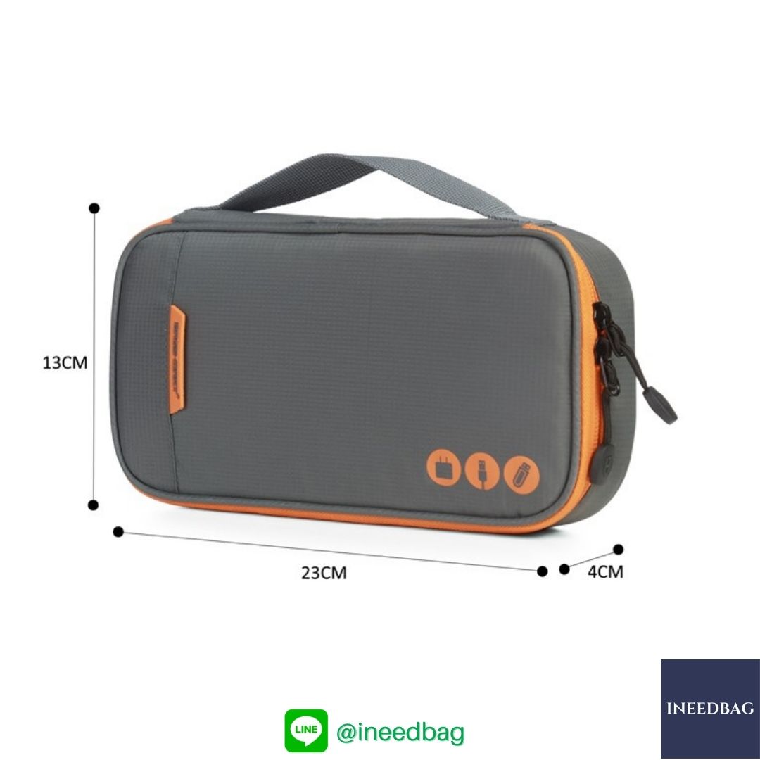 ฺBagsmart กระเป๋าจัดระเบียบอิเล็กทรอนิกส์ กระเป๋าใส่สายชาร์จ กระเป๋าใส่ฮาร์ดดิสก์ กระเป๋าใส่อุปกรณ์ไอที มีสองชั้น ช่องเยอะพิเศษ มีหูหิ้วพกพาสะดวก (เทา-ส้ม)