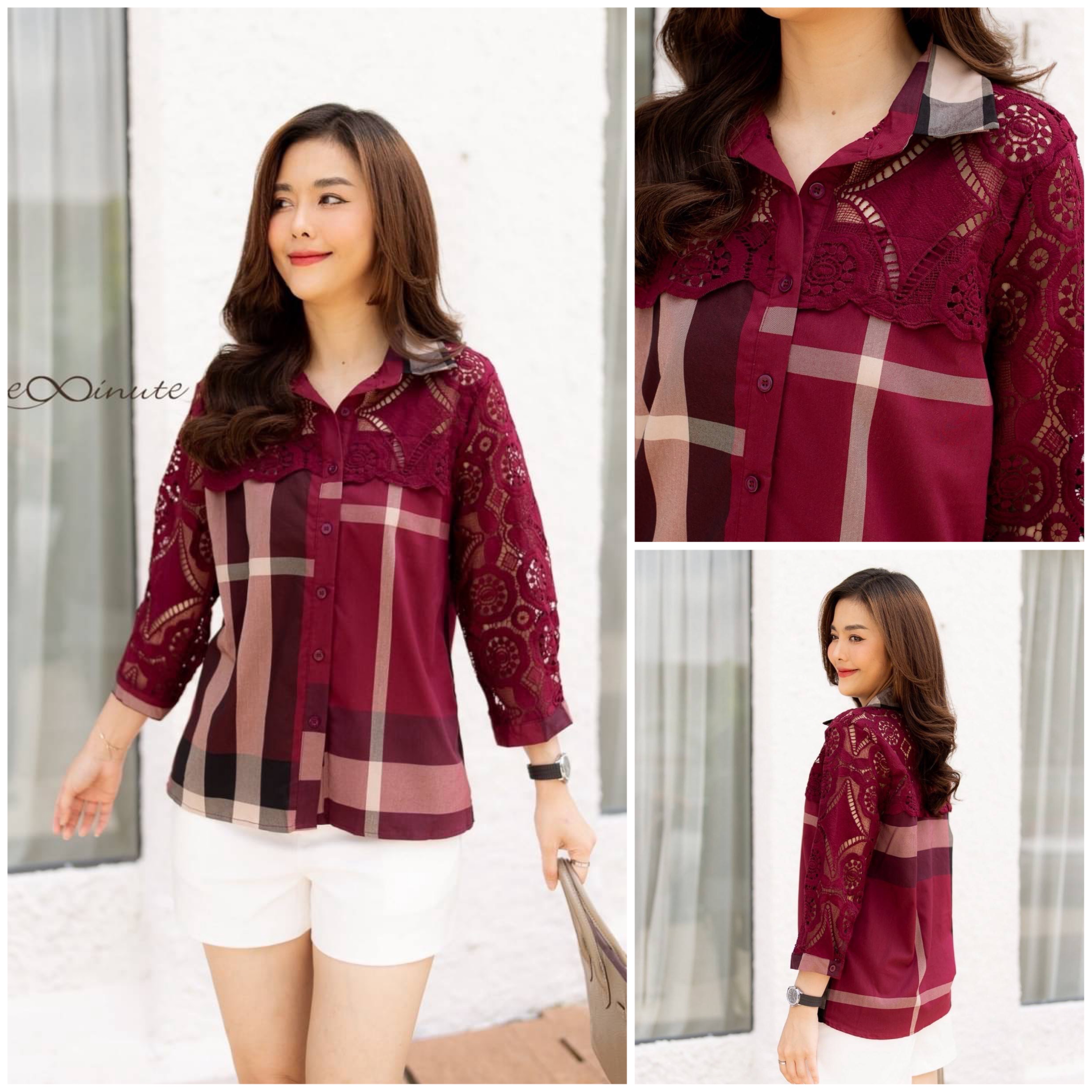 เสื้อผ้าCotton💯%เกรดพรีเมี่ยม ผ้าดี สุดสุดค่ะ พิมพ์ลายซิกเนเจอร์แบรนด์ดัง มีแต่งด้วยลูกไม้เกรดพรีเมียมตรงช่วงอก และแขนสวยมากค่ะ : สินค้าคุณภาพ (พร้อมส่ง)