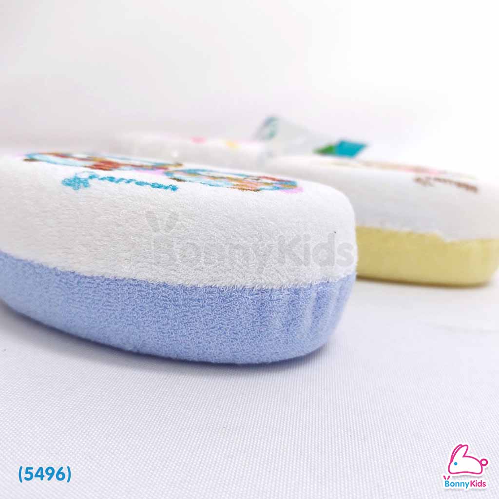 (5496) ATTOON (แอทตูน) ฟองน้ำอาบน้ำเด็ก หุ้มผ้าขนหนู ทรงวงรี (คละลาย)