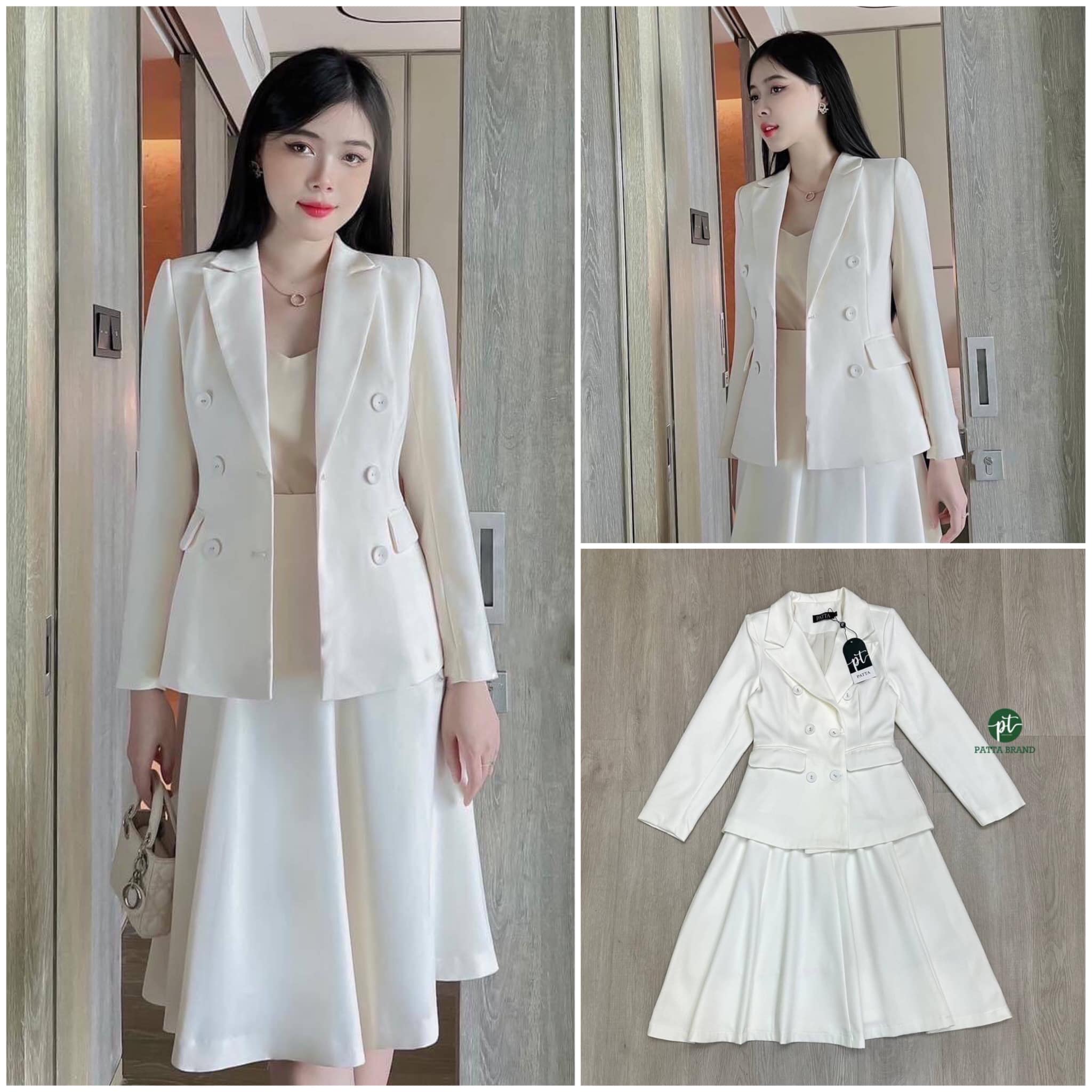 Set ชุด2ชิ้น เสื้อคลุมสูทแขนยาวด้านหน้าแต่งกระดุม ใช้งานได้จริง มีกระเป๋า2ข้างล้วงได้ สินค้าคุณภาพ (พร้อมส่ง)