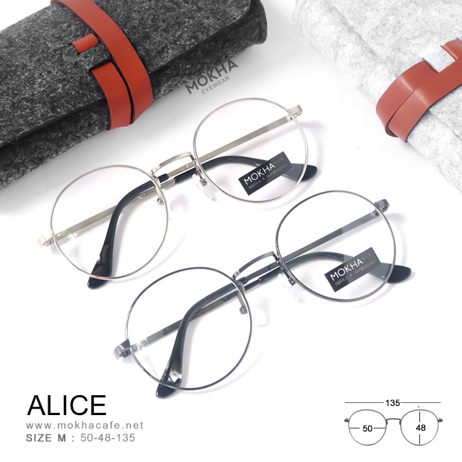 ALICE - gray กรอบโลหะทรงกลม กว้าง 135 มม.(sizeM) H48