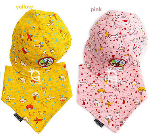 หมวกเด็ก หมวกทารก หมวกเด็กอ่อน Set หมวกแก๊ป+ผ้ากันเปื้อนเด็กสามเหลี่ยม Where Are We Going? Dad! เด็ก 3-24 เดือน