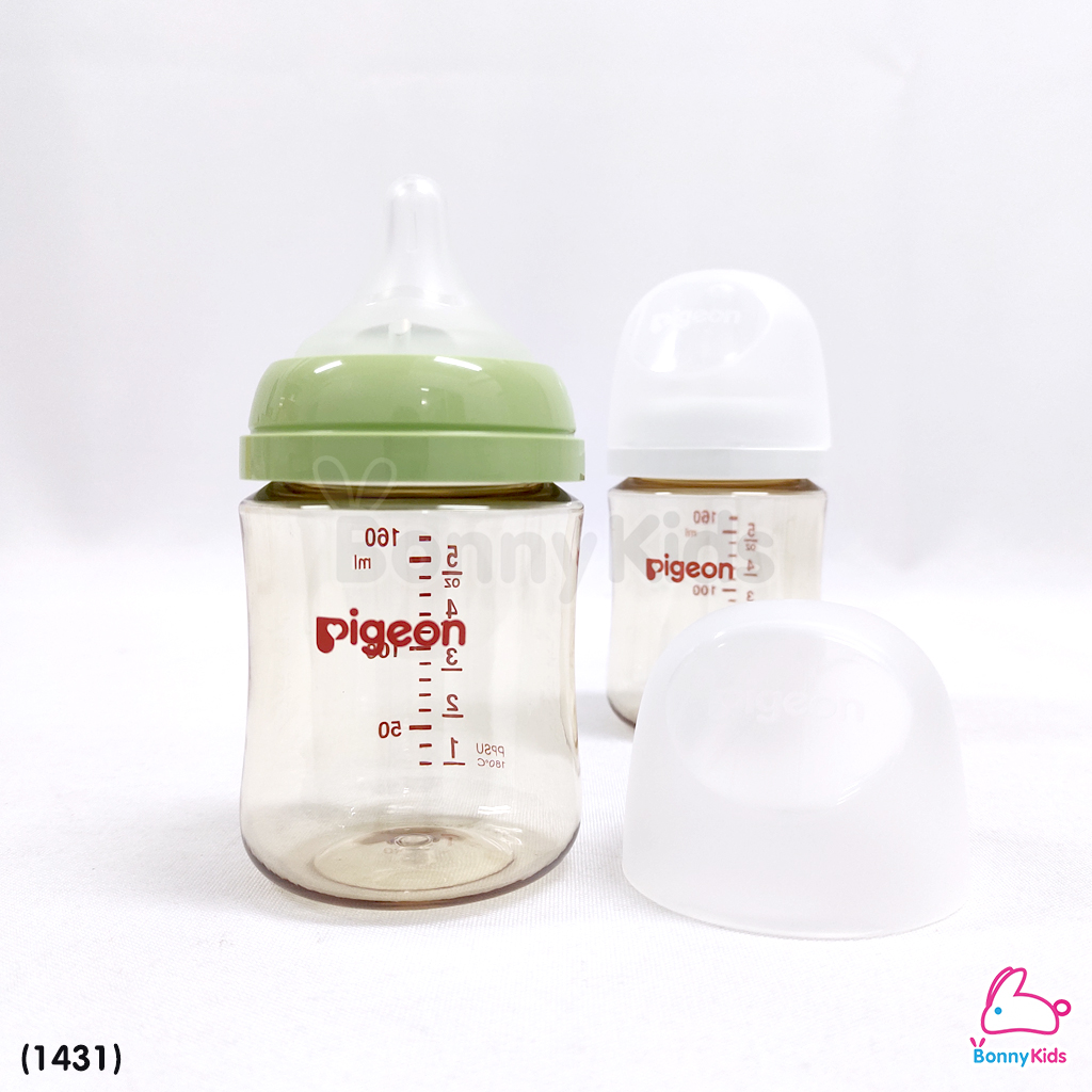 (1431) Pigeon (พีเจ้นท์) SofTouch PPSU ขวดคอกว้างสีชา 5oz แพ็ค 2 ขวด (0m+)
