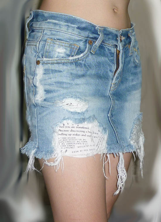 กระโปรงยีนส์ฟอก แบรนด์ REMIX 29.5-34-10.5