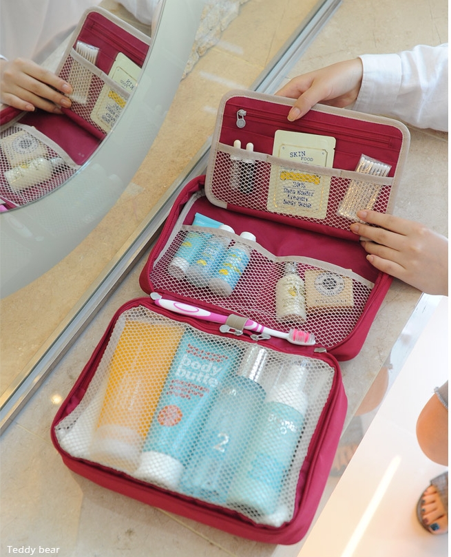 กระเป๋าใส่อุปกรณ์อาบน้ำ คุณภาพดี แขวนได้ สำหรับเดินทาง ท่องเที่ยว พกพาสะดวกมี 4 สี 4 ลายให้เลือก