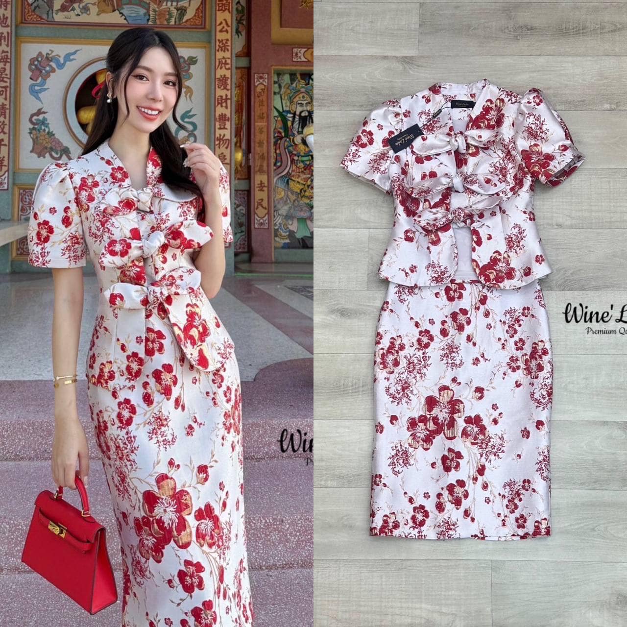 Set 2 Pcs. เซ็ทเสื้อแขนสั้น ดีเทลสามารถผูกโบว์ด้านหน้าได้ มาพร้อมกระโปรงทรงสอบ ใส่สบาย : สินค้าคุณภาพ (พร้อมส่ง)