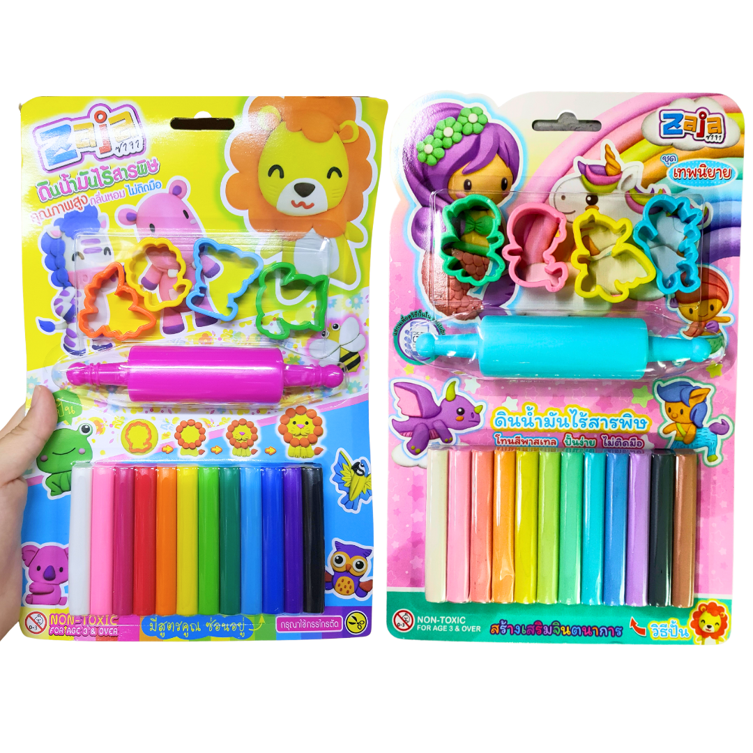 NanaBaby ดินน้ำมันเด็ก ไร้สารพิษ ดินน้ำมันเด็กๆ 12 สี พร้อมไม้รีดและที่ปั๊มตัดดินน้ำมัน