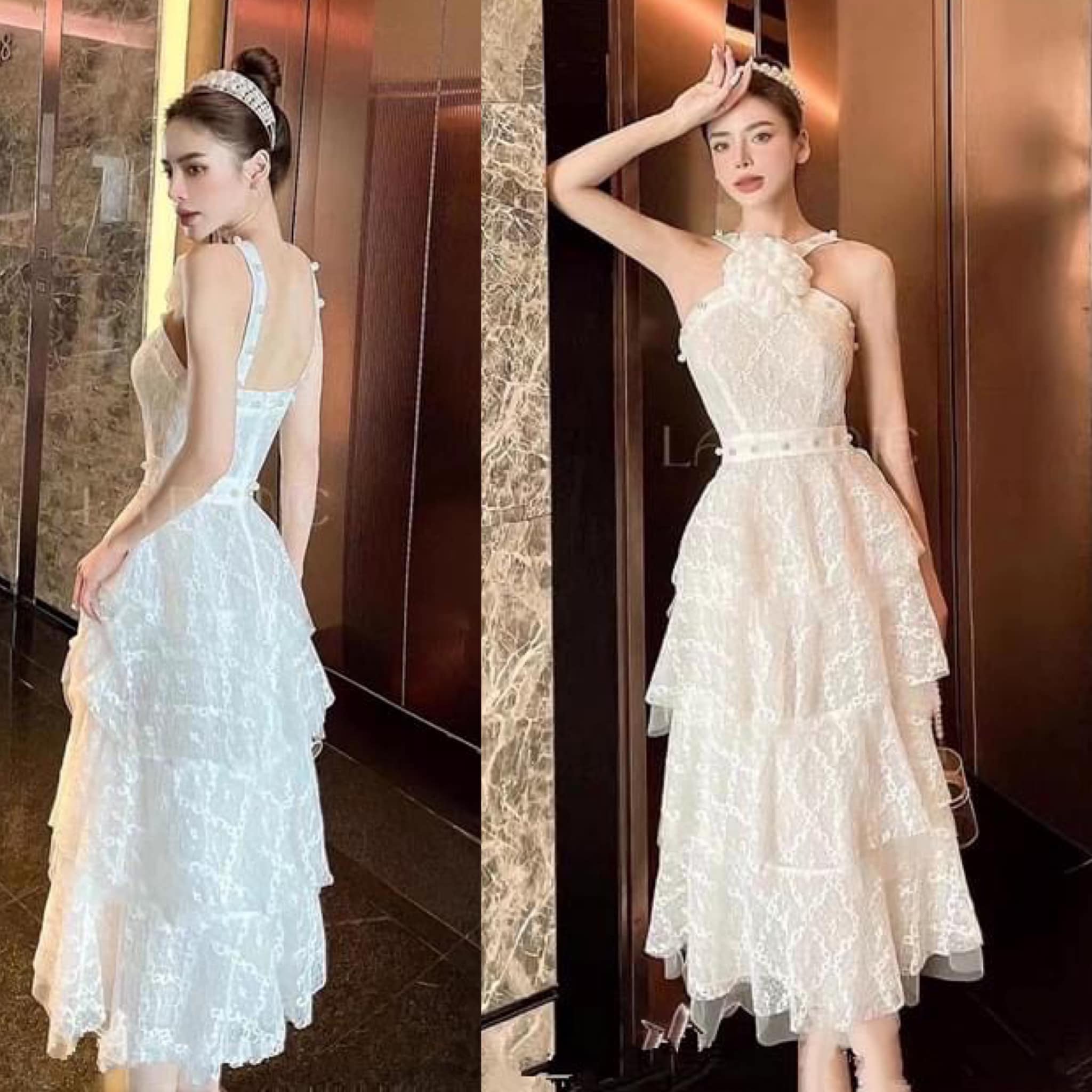 เดรสเสื้อสายเดี่ยวกระโปรงต่อชายระบาย4ชั้น ดีเทลปักลูกปัดมุกที่ตัวเสื้อ ทำจากผ้าลูกไม้ คอตตอนเนื้อนุ่ม ทอลายสวยคมชัด มีซิปซ่อน และซับในเต็มตัวค่ะ สินค้าคุณภาพ (พร้อมส่ง)