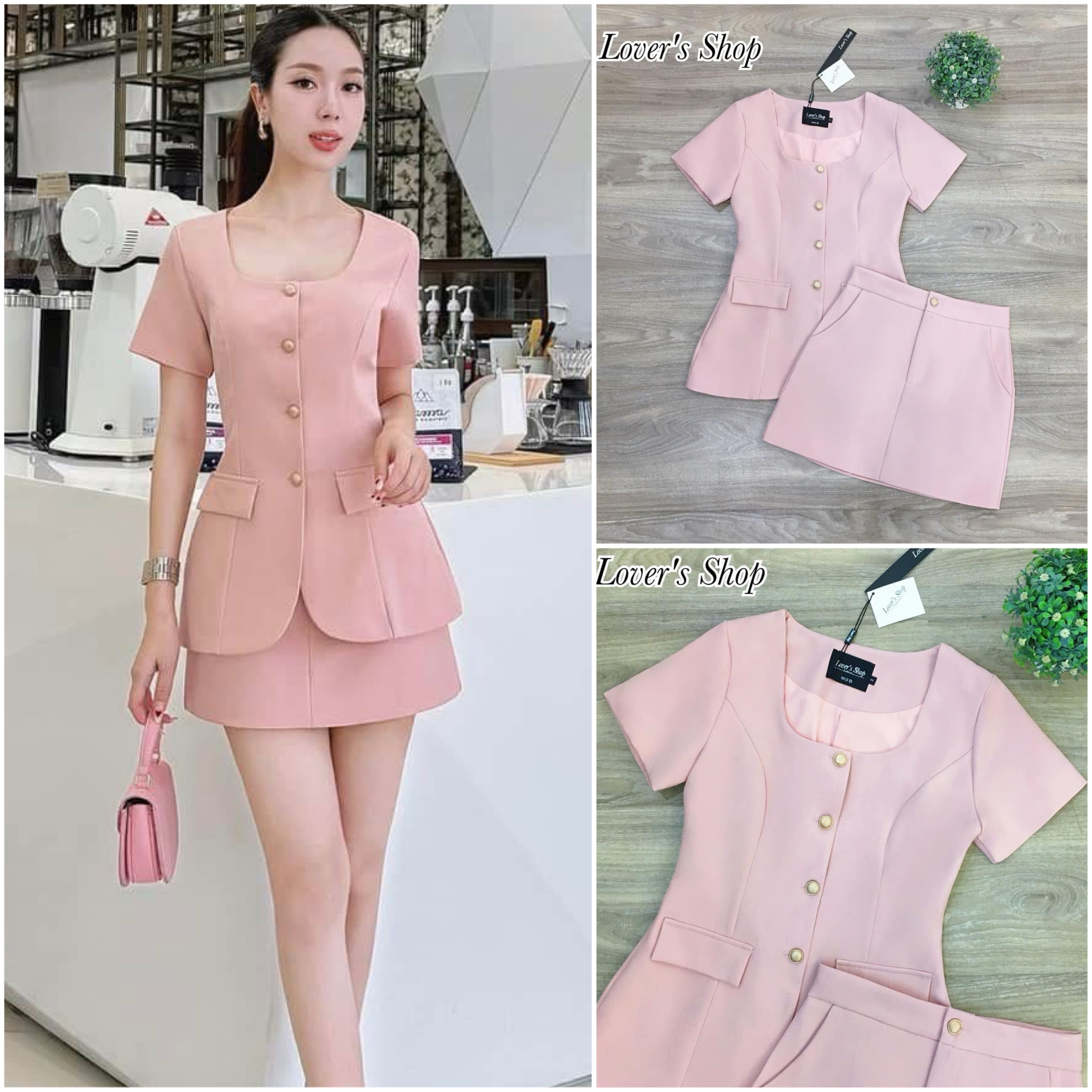 Set.เสื้อ+กางกระโปรง ลุคเรียบหรูดูผู้ดี ใส่ได้บ่อยค่ะ ใส่สบาย : สินค้าคุณภาพ (พร้อมส่ง)