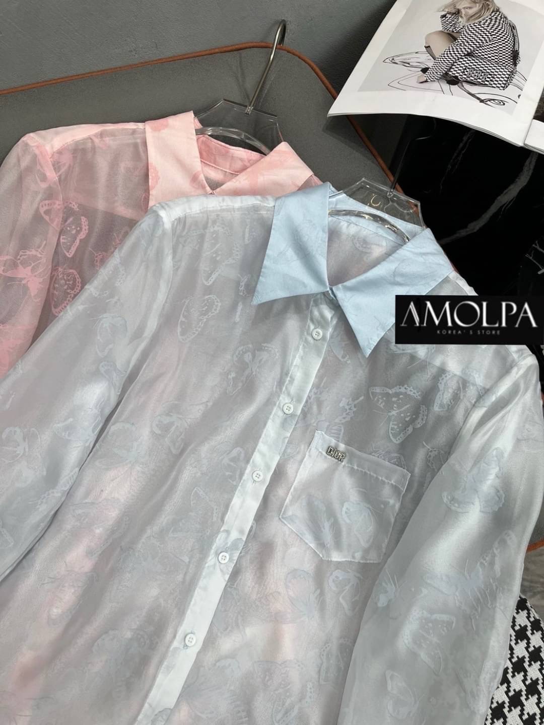 เสื้อเชิ้ตซีทรู CD งานสวยยม๊ากก ลาย ใหม่. งานน่ารักมาก ผ้าใส่สบายมาก ใส่สบาย : สินค้าคุณภาพ (พร้อมส่ง)