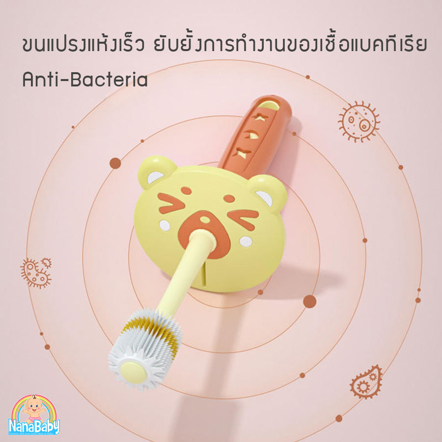 แปรงสีฟันเด็กเล็ก 1-6 ปี แปรงเด็กหัดแปรงฟัน ขนแปรงซิลิโคน 360 องศา มาตรฐาน SGS