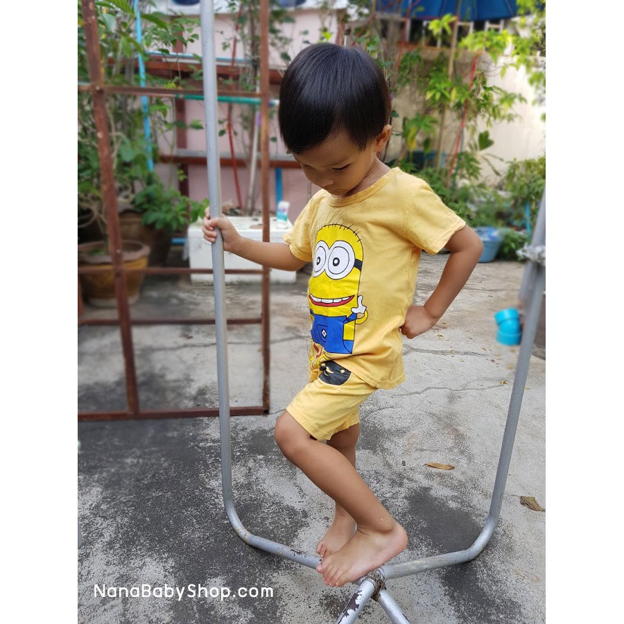 ชุดเด็กมินเนี่ยน เสื้อยืด+กางเกงขาสั้นเอวยางยืด สำหรับเด็กวัย 2-8 ปี เสื้อผ้าเด็ก ชุดเด็กผู้หญิง ชุดเด็กผู้ชาย
