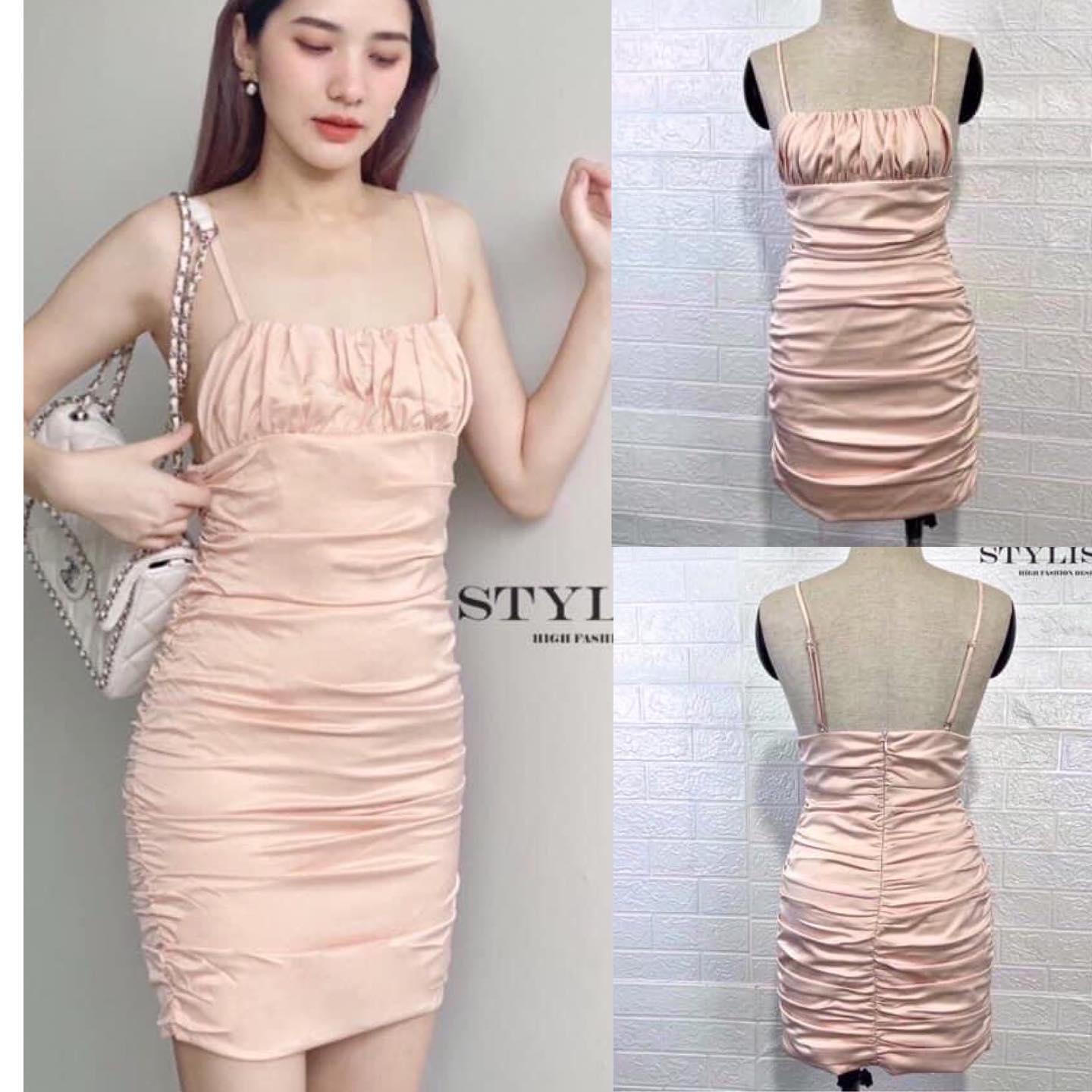 เดรสทรงพอดีตัว ใส่สวยเซ๊กซี่เบาๆ ดูดีเหมือนเซเลปเลยค่ะ สวยเปะเวอร์ ใส่เที่ยว ใส่ได้หลายโอกาส สินค้าคุณภาพ (พร้อมส่ง)