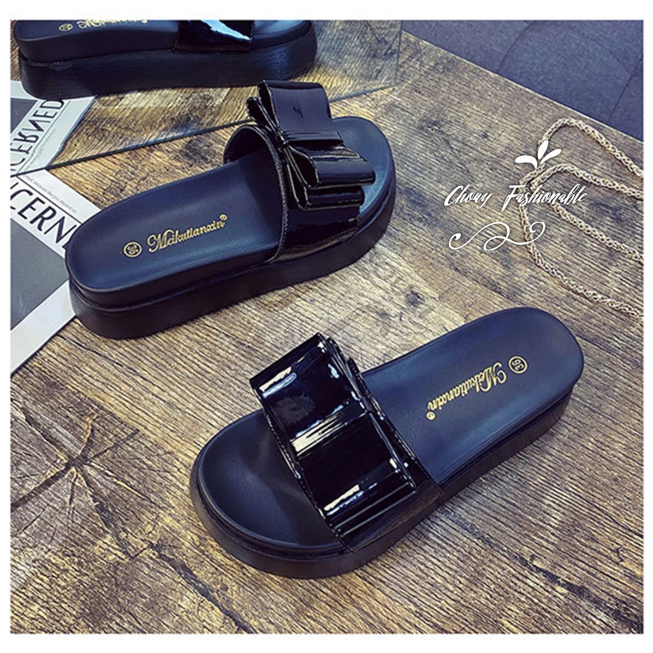 รองเท้าไซส์ใหญ่ 43-44 แตะไซส์ใหญ่ พื้น PU หนา 4 ซม งานเกาหลี CHOWY KR0976