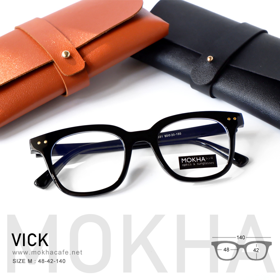 VICK - black แว่นตาทรงเหลี่ยม กรอบหนา กว้าง 140 มม.(sizeM) H42