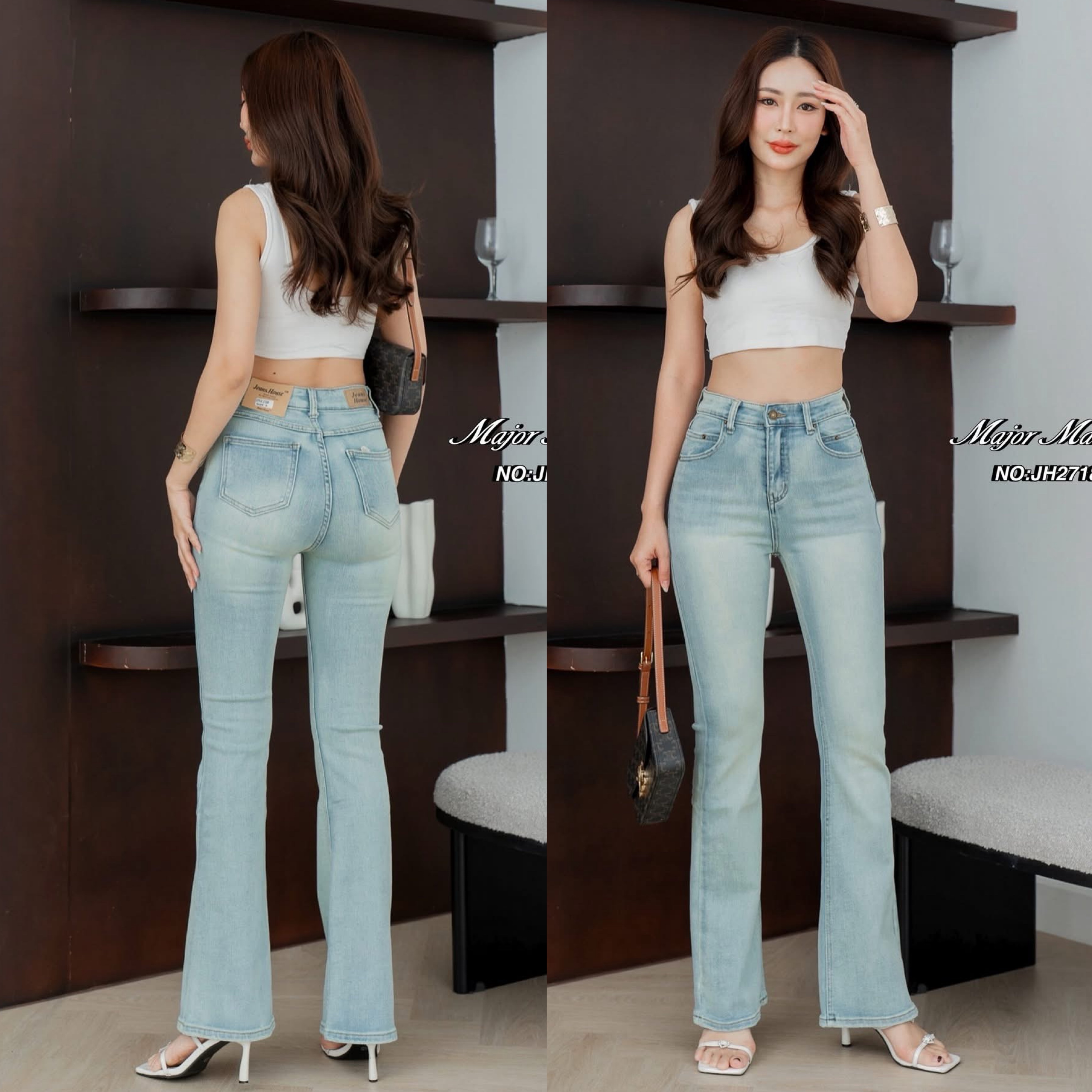 กางเกงยีนส์ขาม้ายาว ทรงเอวสูงงงง (ผ้ายืด) รุ่นนี้ขอบอกเลยผ้านิ่มมากๆๆ เนื้อผ้านิ่มหนา ใส่ทรงเป๊ะเข้ารูป ปลายขากลวงสวย ใส่แล้วเพรียวสุดๆ สีฟอกก็สวย ใส่สบาย : สินค้าคุณภาพ (พร้อมส่ง)