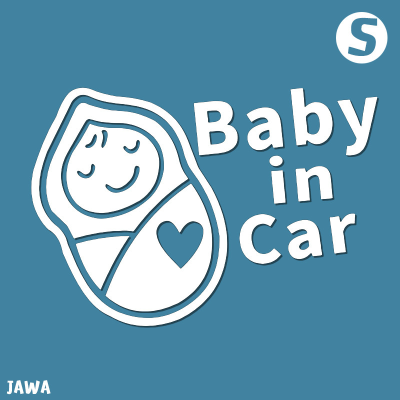 สติ๊กเกอร์ Baby in Car น่ารักสดใสสไตล์เกาหลี ติดกระจกรถยนต์ที่มีเด็ก สีขาว