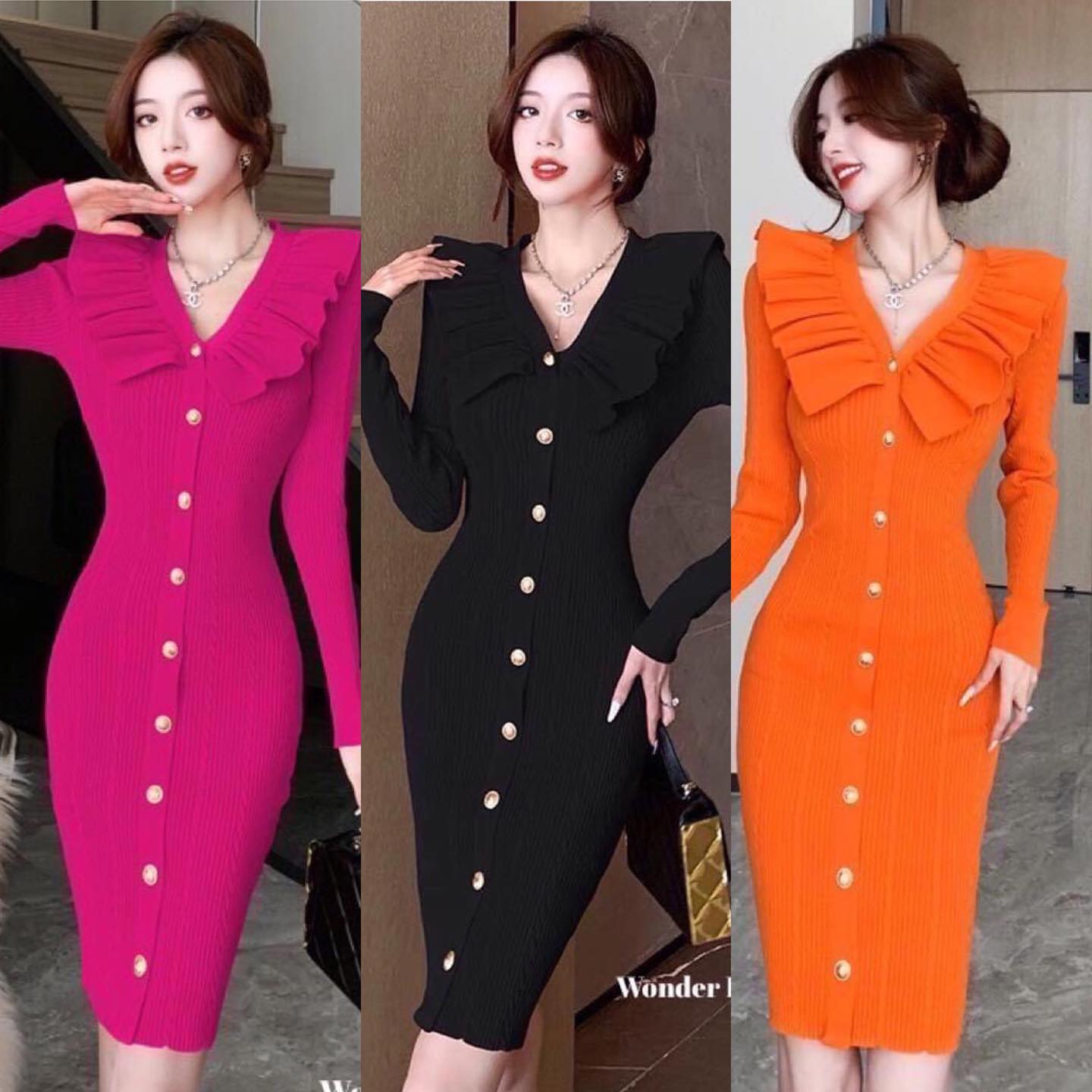 เดรสไหมพรมเกาหลีทอสีพื้นสุดคลาสสิค ผ้าไหมพรมนุ่มๆเนื้อผ้าไม่หนามาก ใส่สบาย สินค้าคุณภาพ (พร้อมส่ง)