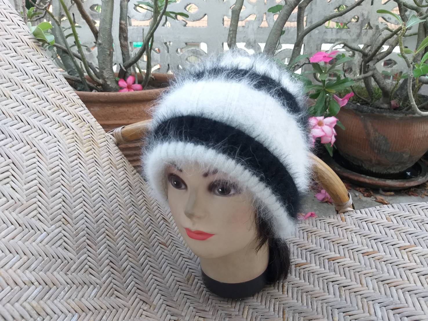 หมวกไหมพรมขนกระต่าย อุ่นมาก หมวกสวย