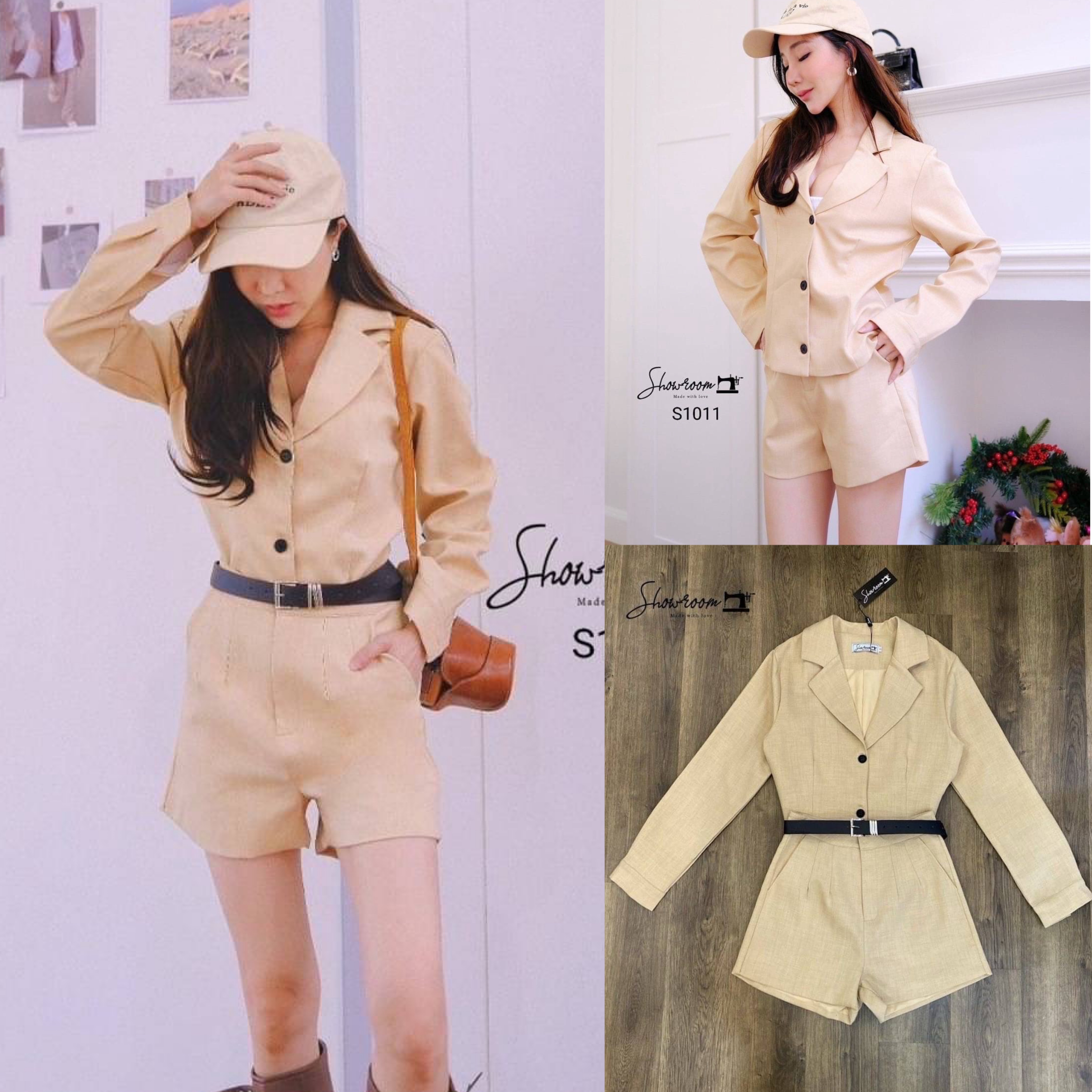 ชุดเซ็ท คือผ้าดีมาก บุซับ อัดกาว เสื้อ+กก ขาสั้น +เข็มขัด ทรงสวย ไม่รั้งเป้าเลยตัดมาดีมาก ใส่สบาย : สินค้าคุณภาพ (พร้อมส่ง)