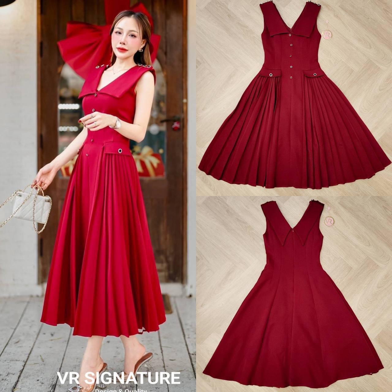 Dress ตัวยาว แต่งปกใหญ่ ติดกระดุม เรียงด้านหน้า แต่งกระเป๋าด้านข้าง ช่วงเอวเข้า รูป ใส่สบาย สินค้าคุณภาพ (พร้อมส่ง)