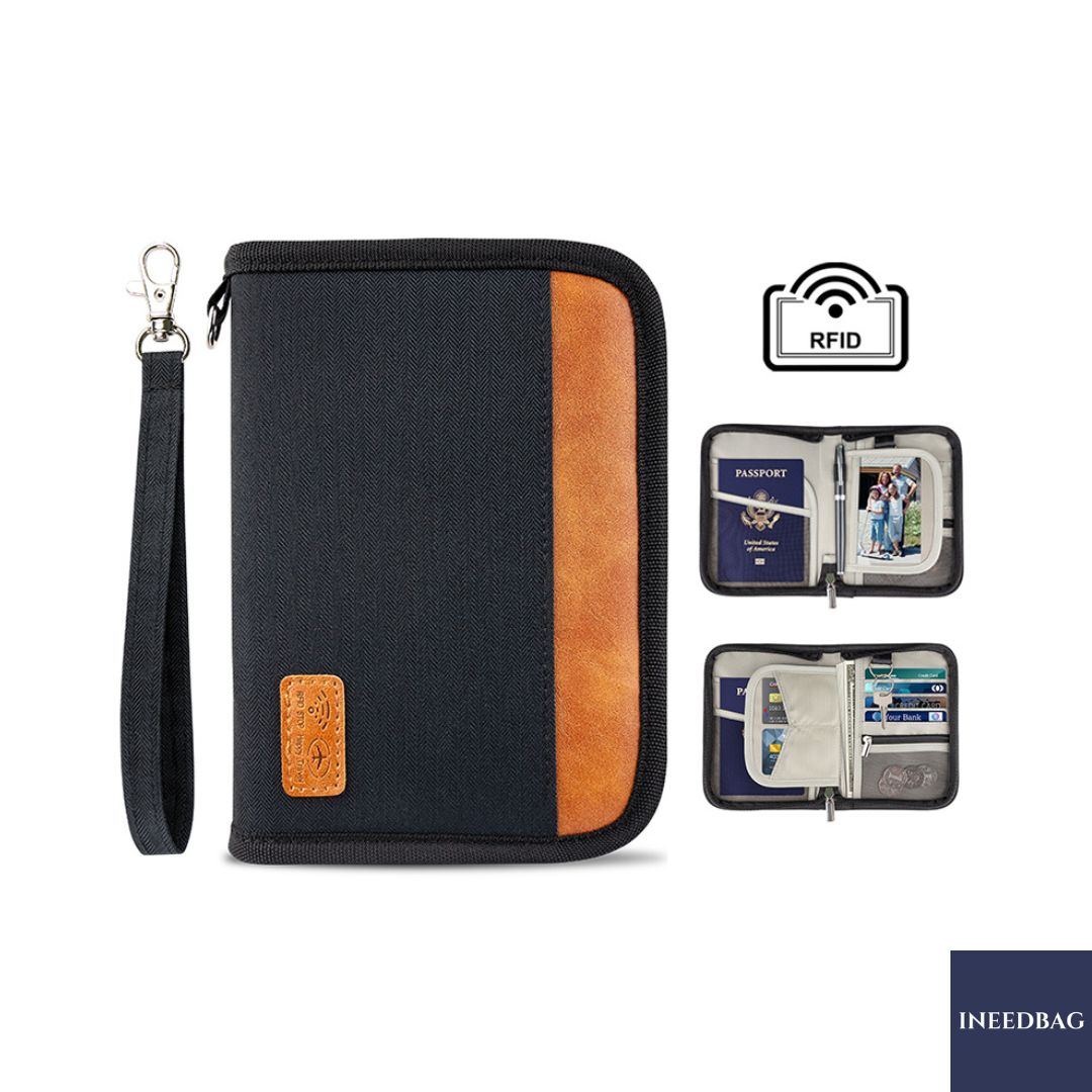 กระเป๋าใส่พาสปอร์ตขนาดกลาง กระเป๋าใส่เอกสารการเดินทาง RFID PASS พร้อมช่องป้องกันการสแกน RFID มี 2 สีให้เลือก