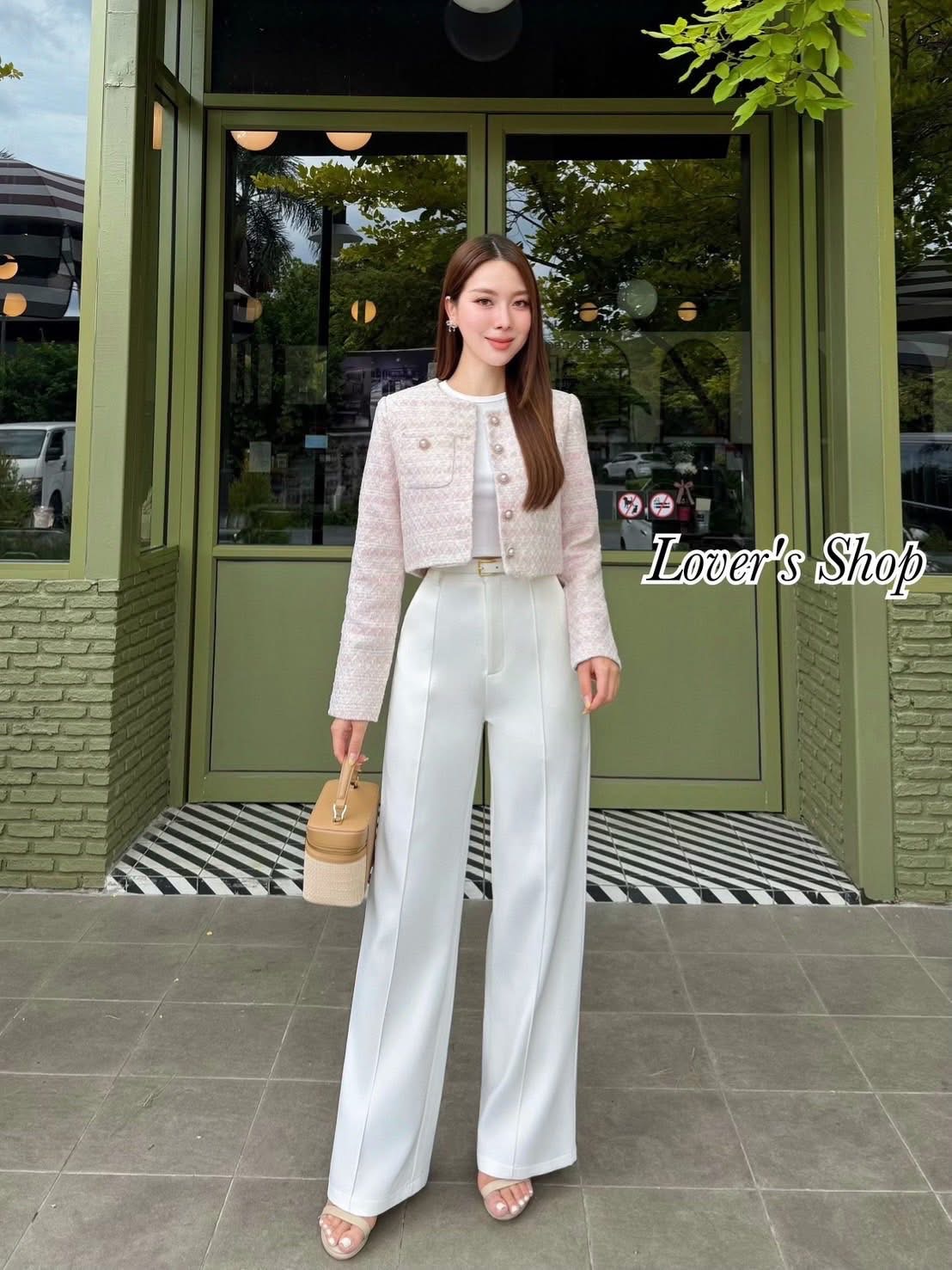 Set 4ชิ้น (เสื้อคลุม+เสื้อแขนกุด+กางเกง+เข็มขัด) ใส่สบาย : สินค้าคุณภาพ (พร้อมส่ง)
