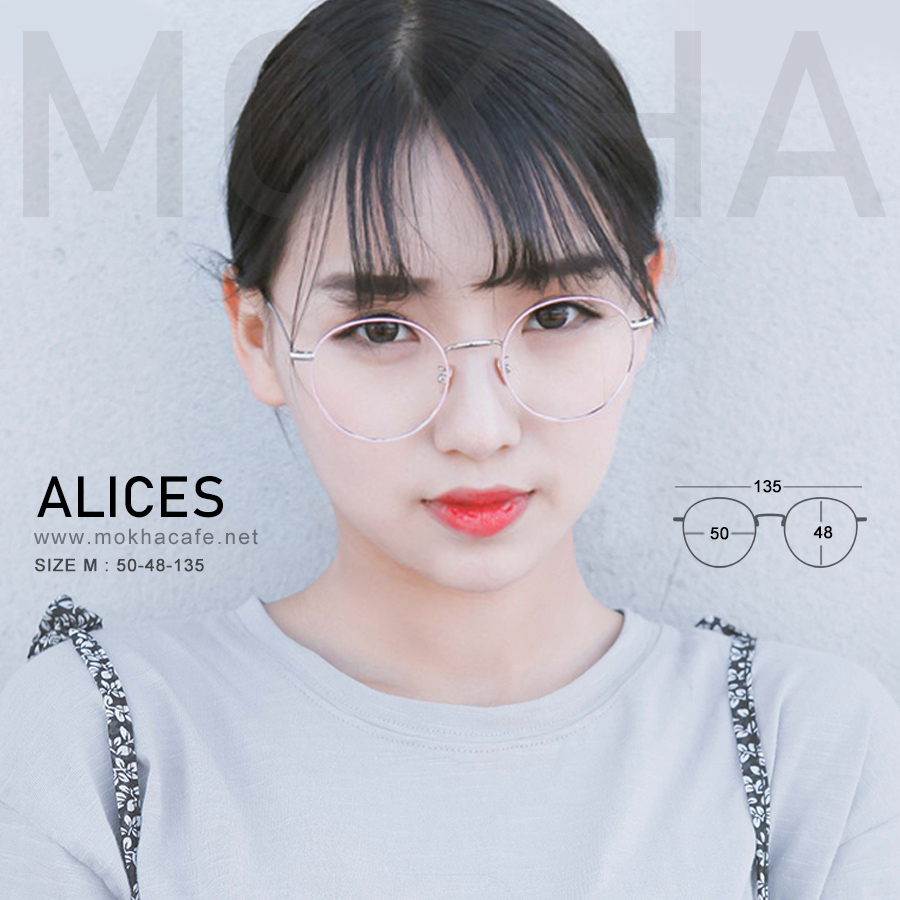 ALICES - Pink กรอบโลหะ แว่นตาทรงกลม ขาสปริง กว้าง 135 มม.(sizeM) H48 23g