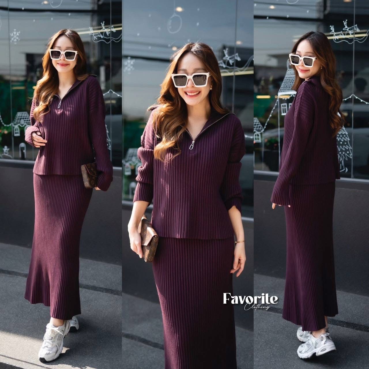 Set เสื้อ+กระโปรงไหมพรม ใส่สบาย : สินค้าคุณภาพ (พร้อมส่ง)