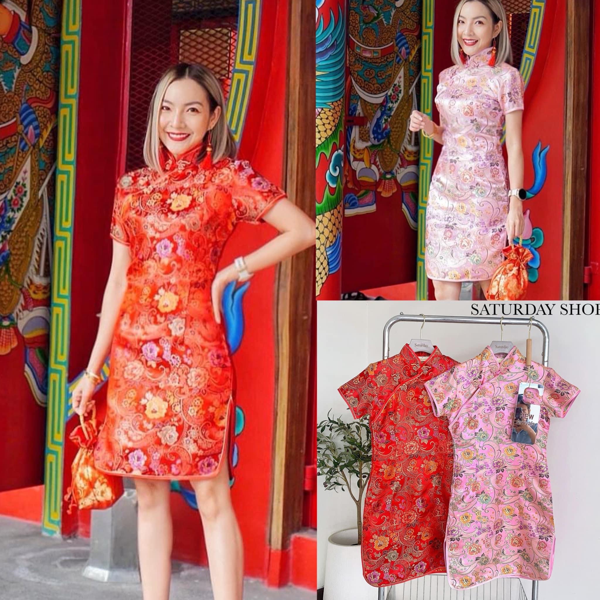 เดรสกี่เพ้า ต้อนรับตรุษจีนนี้ค่า ผ้าไหมเนื้อดีงานผ้าปักลายดอกโบตั๋น ใส่สบาย สินค้าคุณภาพ (พร้อมส่ง)