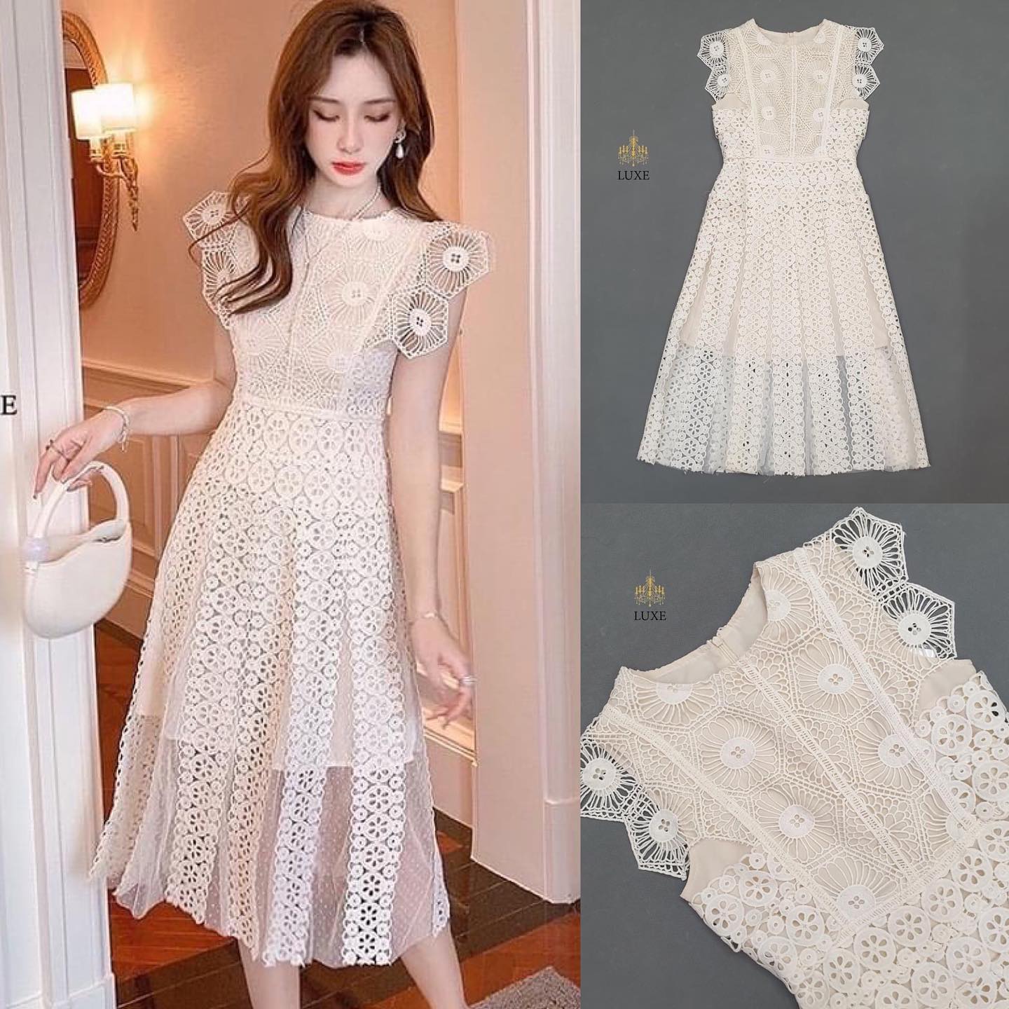 เดรสเสื้อคอกลมแขนกุด กระโปรงบานทรงเอ ยาวคลุมเข่า สินค้าคุณภาพ (พร้อมส่ง)