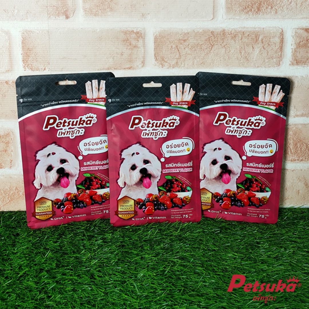 ขนมสุนัข เพ็ทซูกะ (พรีเมี่ยม) รสมิกซ์เบอร์รี่ ขนาด 75 กรัม