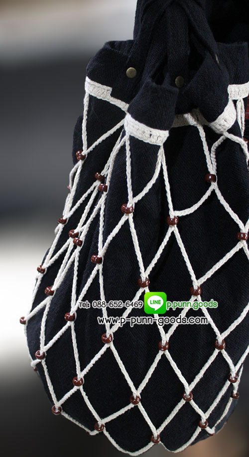 กระเป๋าเป้ผ้าฝ้าย เมคราเม่เชือกคอตต้อน