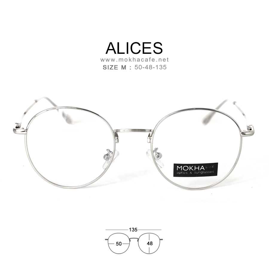 ALICES - silver แว่นตาทรงกลม กรอบโลหะ ขาสปริง กว้าง 135 มม.(sizeM) H48