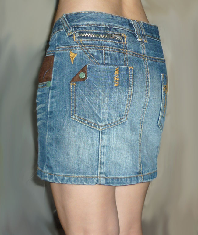 กระโปรงยีนส์ฟอกดีไซน์สุดเก๋ จากญี่ปุ่น 30-33-13