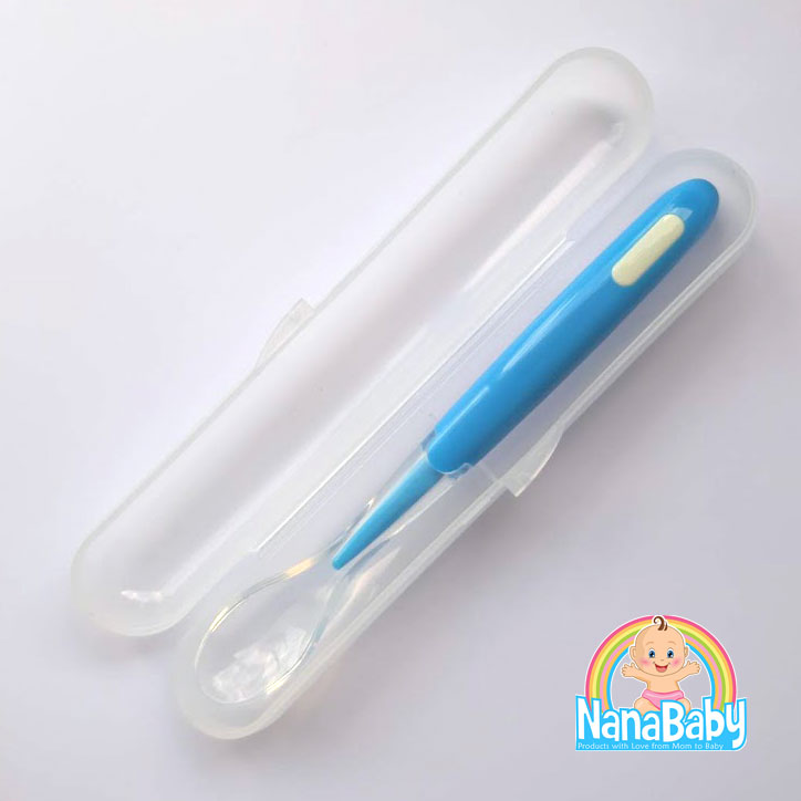ช้อนป้อนข้าวลูก ช้อนป้อนทารก ช้อนป้อนเด็ก BPA-Free ปลายซิลิโคนนิ่ม มีกล่องเก็บช้อน NanaBaby รุ่นใหม่