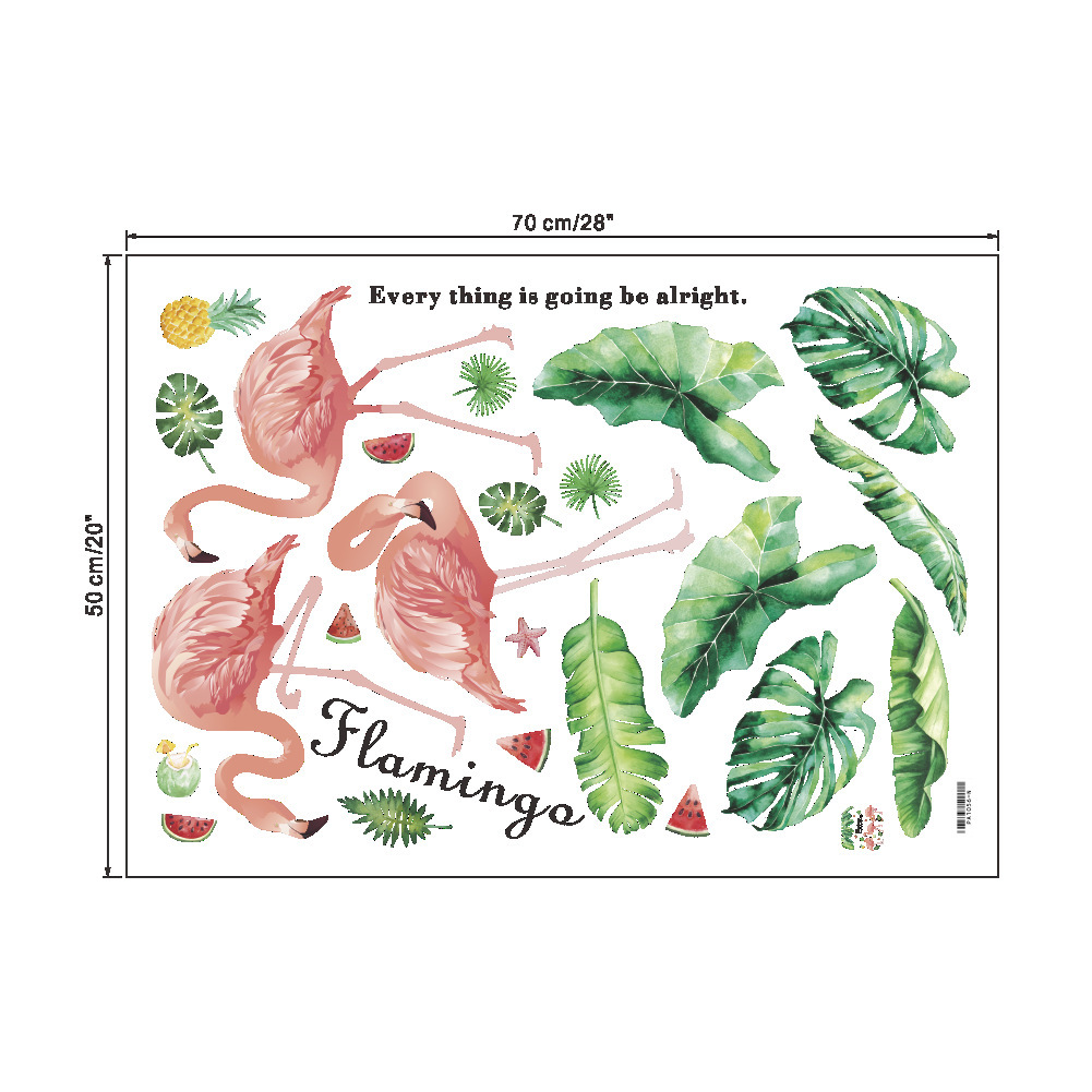 สติกเกอร์แต่งห้อง DIY ลายนกฟาร์มิงโก้ ตกแต่งห้อง ลอกออกแล้วติดซ้ำได้