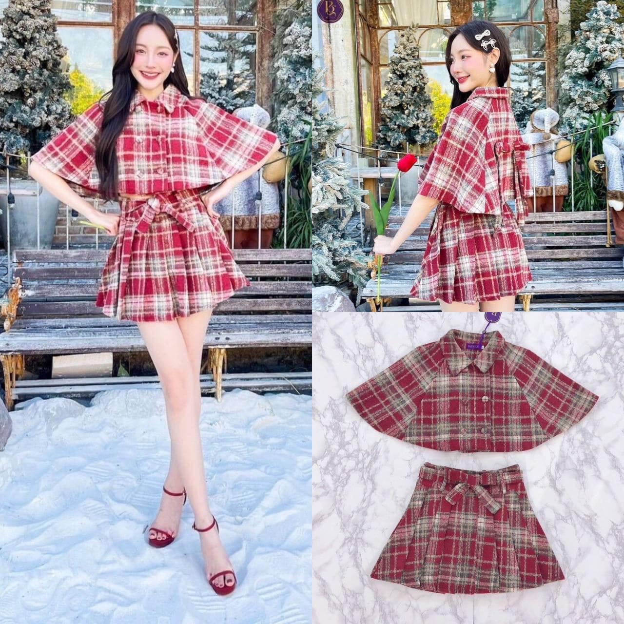 Set เสื้อปลีกค้างคาว + กระโปรงจีบรอบ กรี๊ดแม่ เซ็ทนี้ผ้าดีมาก ผ้ามีความหนาพอประมาณใส่สบาย ตัวเสื้อกระดุมหน้า กระโปรงเอวสูงจีบรอบ เอวผูกโบว์ ใส่สบาย : สินค้าคุณภาพ (พร้อมส่ง)