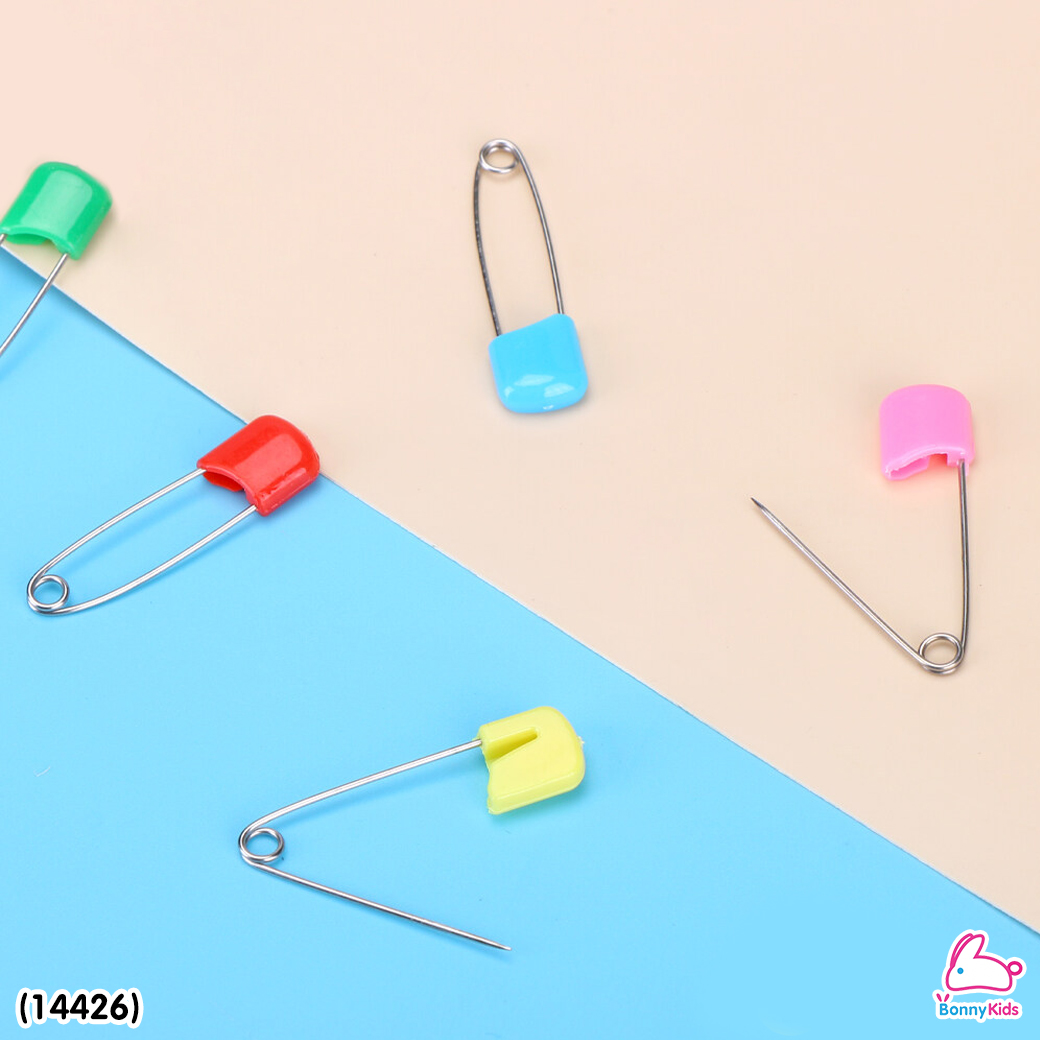 (14426) เข็มกลัดผ้าอ้อมซ่อนปลาย รุ่นกล่อง 20 ชิ้น คละสี