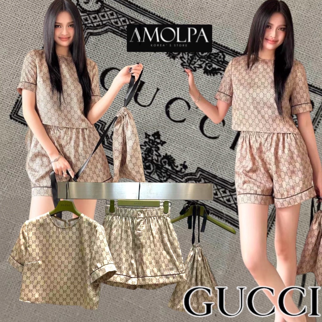 SET GUCCI PAJAMAS SILK 2024SS งาน HIEND – TOP GRADE ผ้าดี มีน้ำหนักสุดๆ เย็นมากๆ ห้ามพลาดเลยน๊า สวยสุดๆ : สินค้าคุณภาพ (พร้อมส่ง)