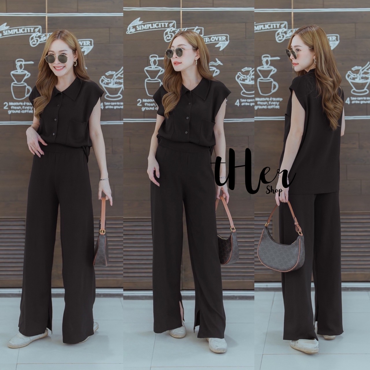 ชุดSet เสื้อกระดุมแต่งคอปก มาพร้อม กางเกงขายาวทรงสวย สามารถใส่แยก ได้ด้วยน้า ใช้ผ้าเนื้อดี ใส่สบาย : สินค้าคุณภาพ (พร้อมส่ง)