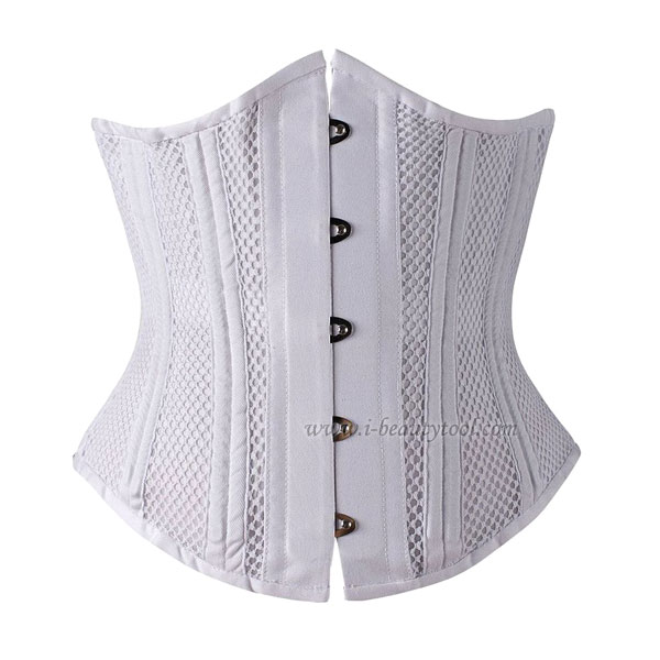 Corset คอร์เซ็ต รัดใต้อก รุ่น 26 Double Steel Bone Heavy Duty ตะข่าย - L สีขาว