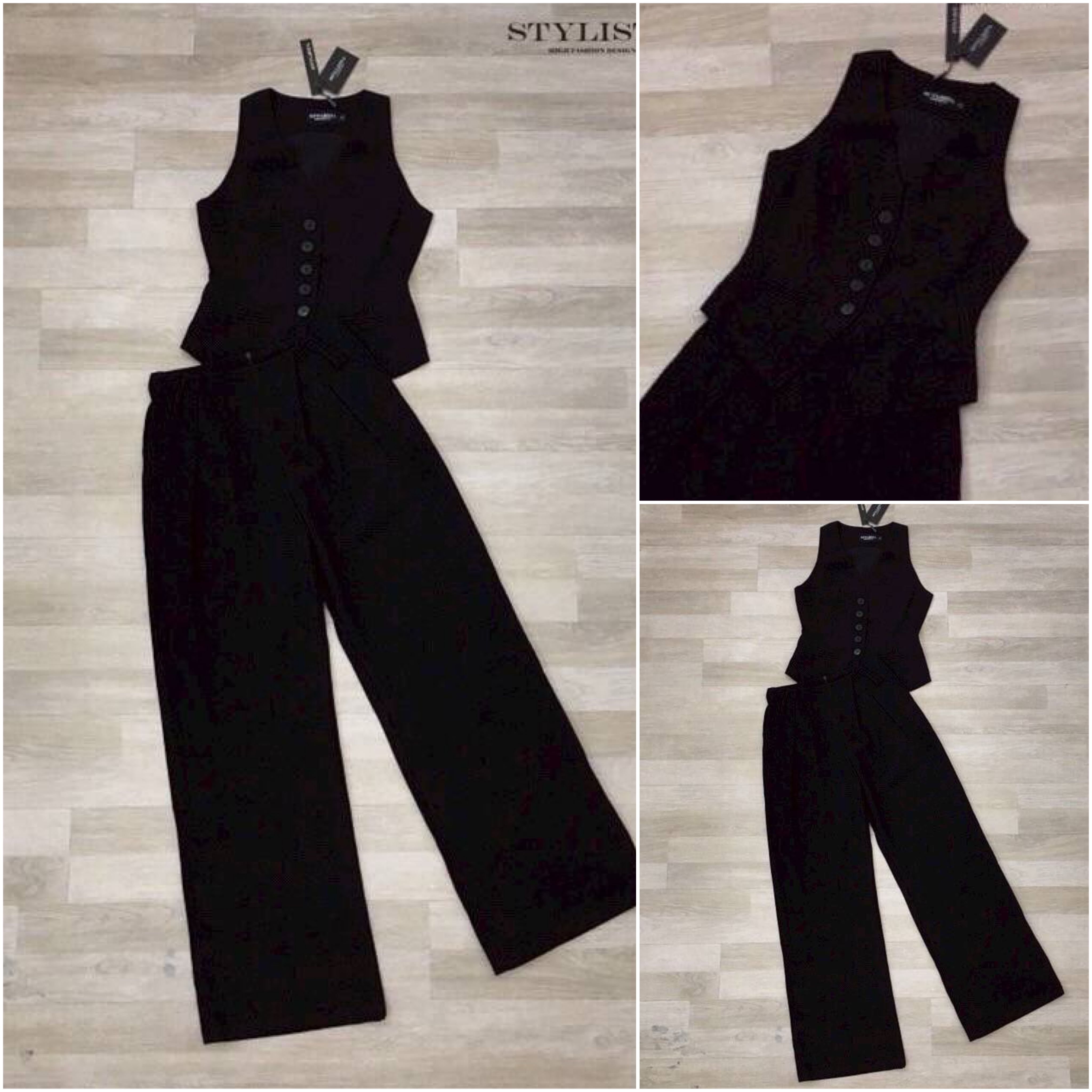 เซ็ตเสื้อกั๊กแขนกุดทรงเข้ารูป มาพร้อมกางเกงขากว้างสุดเป๊ ใส่สบาย : สินค้าคุณภาพ (พร้อมส่ง)