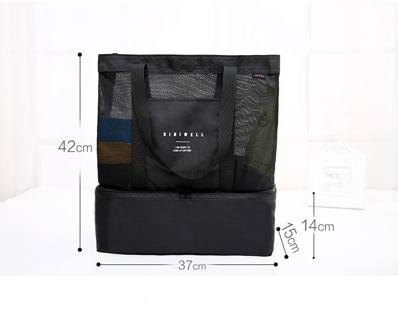 กระเป๋าเก็บความเย็น สะพายได้ เป็นตาข่าย เก็บอุณหภูมิร้อน-เย็น รูปทรงสวย เก๋ กะทัดรัด คุณภาพดี มีดีไซน์ (สีดำ)