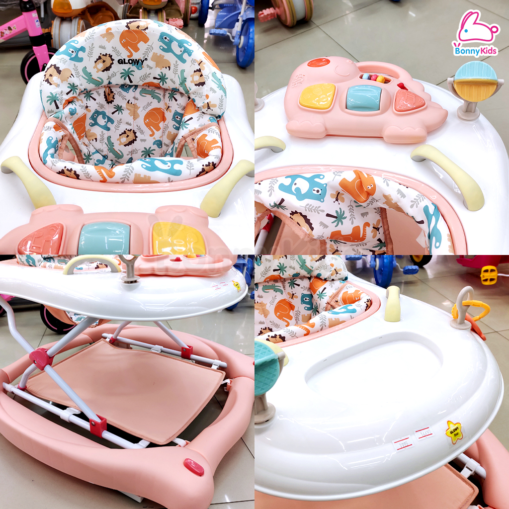 GLOWY (โกลวี่) Baby Walker รุ่น Aston Walk รถหัดเดินสำหรับเด็ก ปรับโยกได้ มีเสียงเพลง และเป็นโต๊ะทานข้าวได้