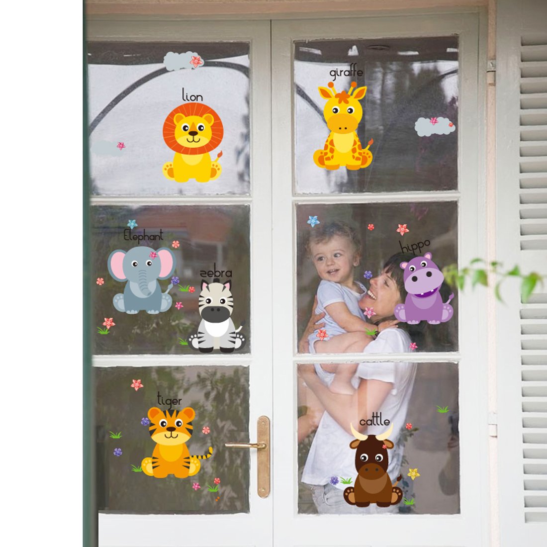 สติ๊กเกอร์แต่งห้อง DIY ลายเพื่อนสัตว์น้อยเรียนรู้ Together Learning Animals ลอกออกแล้วติดซ้ำได้