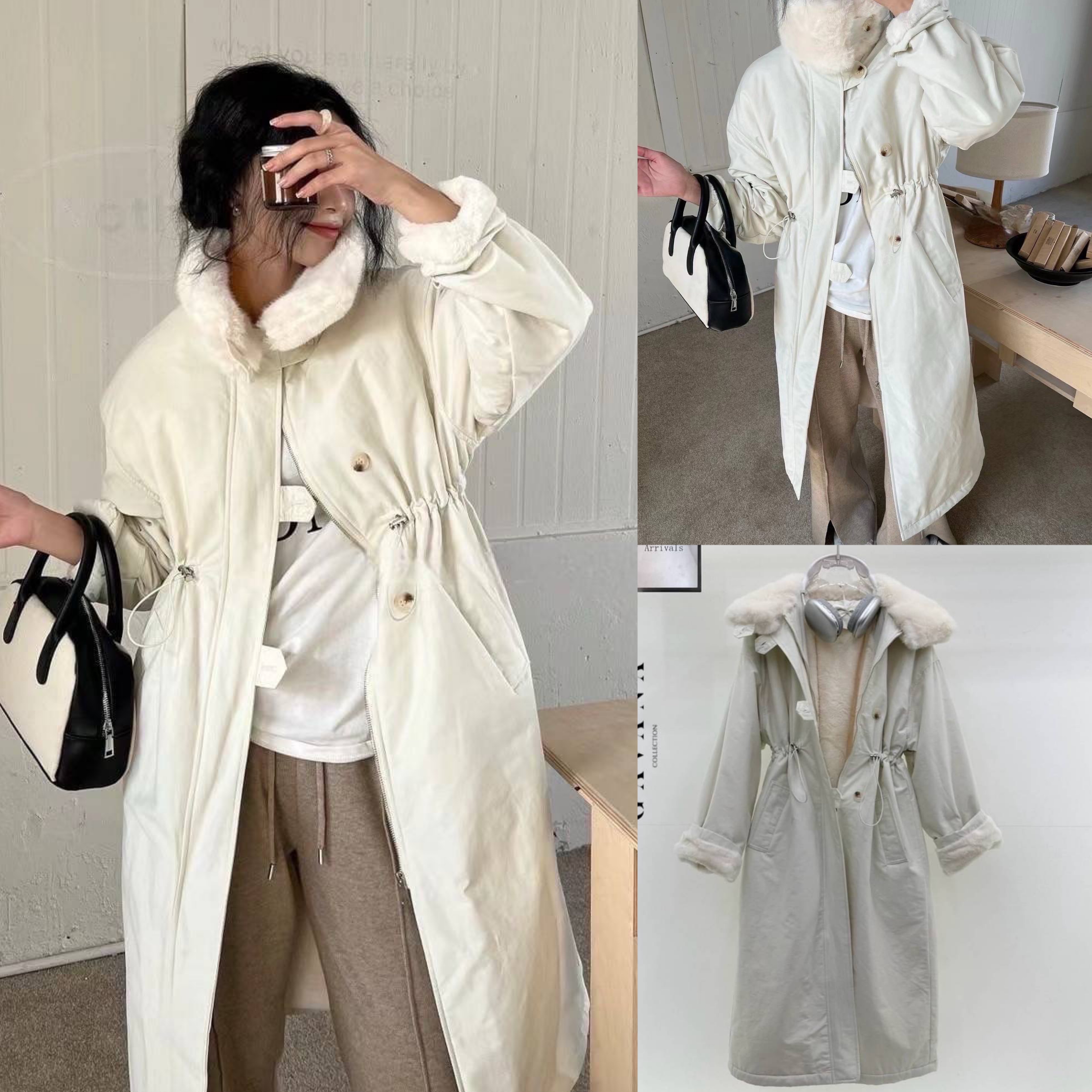 เสื้อโค้ทตัวยาวบุขนกันหนาวด้านใน ช่วงเอวรูดจั้มเข้ารูปได้ มีกระเป๋าล้วงข้าง ใส่คลุม กันหนาวเลขตัวเดียวสบายๆเลยค่า เนื้อผ้าดีมาก : สินค้าคุณภาพ (พร้อมส่ง)