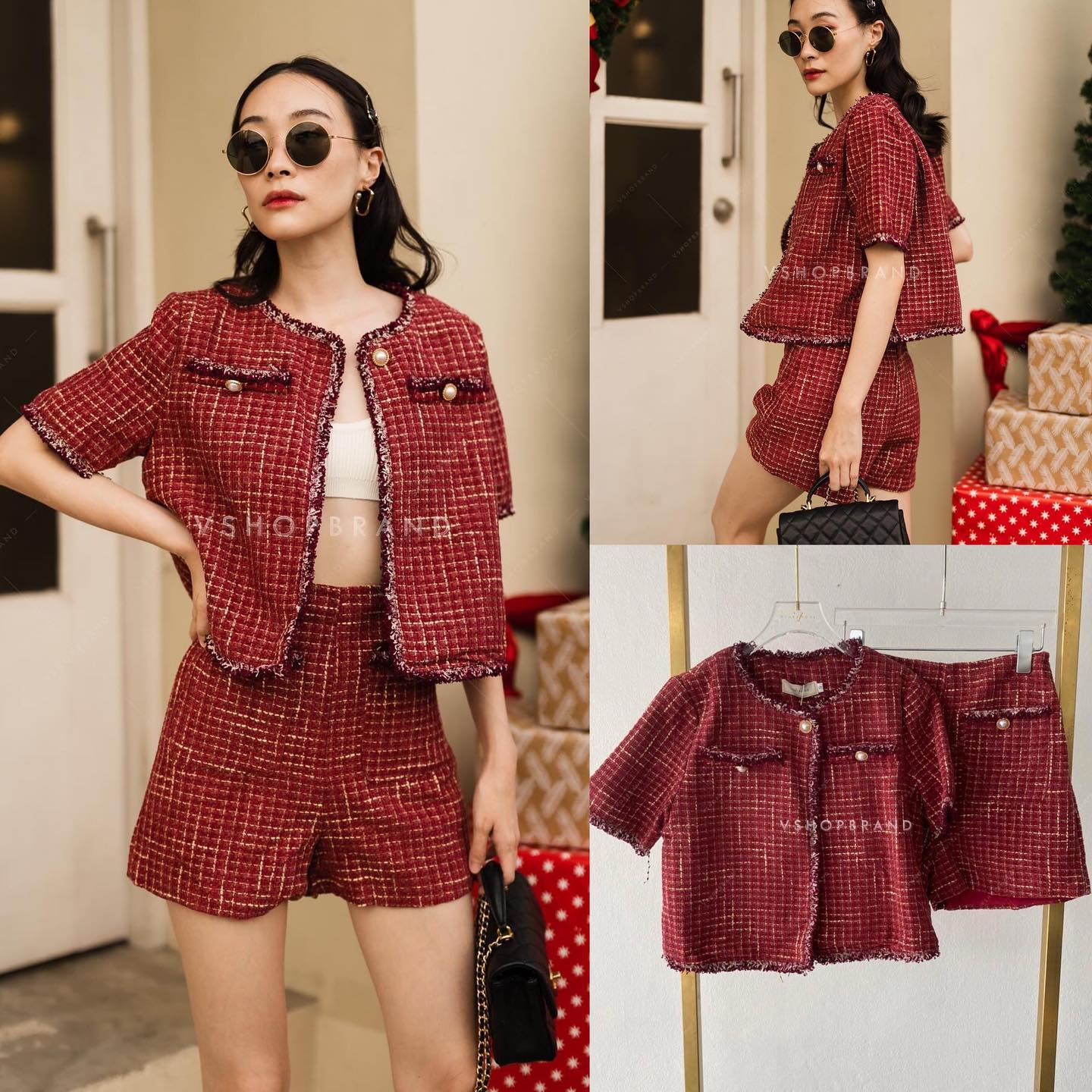 Set เสื้อผ้าทวิตกุ้นขอบ + กางเกงขาสั้น : สินค้าคุณภาพ (พร้อมส่ง)